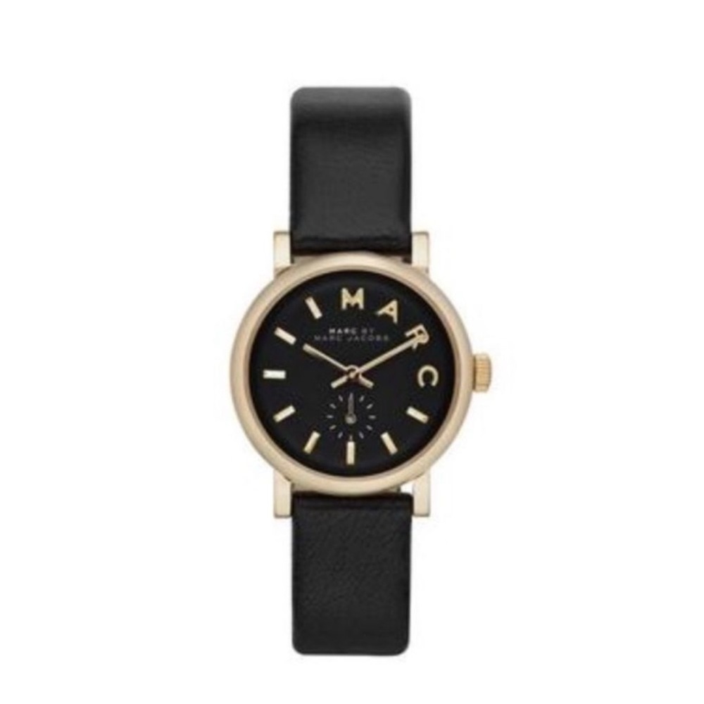 Marc by Marc Jacobs Black Leather Gold Face Watch